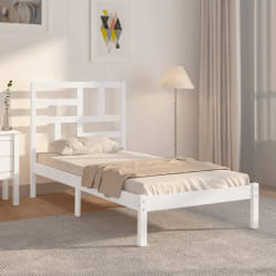 vidaXL Cadre de lit sans matelas - Blanc bois massif 90x190 cm
