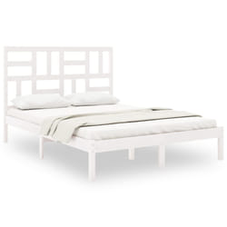 vidaXL Cadre de lit Blanc Bois de pin massif 140x190 cm - 140 x 190 cm