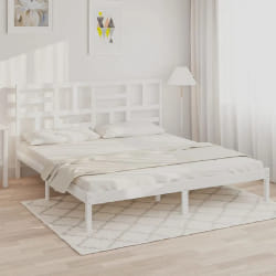 vidaXL Cadre de lit Blanc 180x200 cm - Bois massif