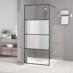 vidaXL Paroi de douche Noir 90x195 cm Verre ESG demi-dépoli