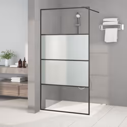 vidaXL Paroi de douche Noir 100x195 cm Verre ESG demi-dépoli