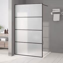 vidaXL Paroi de douche Noir 115x195 cm Verre ESG dépoli