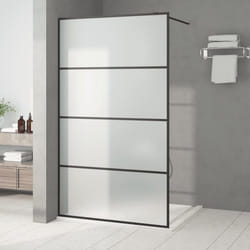 vidaXL Paroi de douche Noir 115x195 cm Verre ESG dépoli