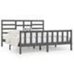 vidaXL Cadre de lit sans matelas gris 200x200 cm bois massif de pin - 200 x 200 cm