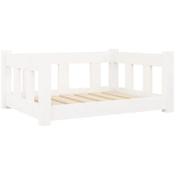 Lit pour chien Blanc 65,5x50,5x28 cm Bois de pin solide vidaXL