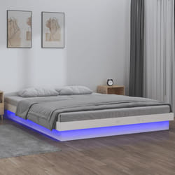 Vidaxl - Cadre de lit à led blanc 140x190 cm bois massif