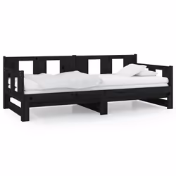 VidaXL 820291, lit sofa, Noir, Bois de pin, 2035 mm, 860 mm, 695 mm