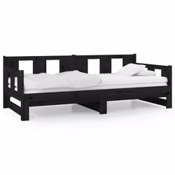 VidaXL 820296, lit sofa, Noir, Bois de pin, 1935 mm, 960 mm, 695 mm