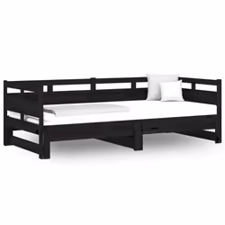 VidaXL 820321, lit sofa, Noir, Bois de pin, 2035 mm, 860 mm, 660 mm