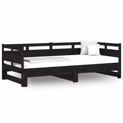 VidaXL 820326, lit sofa, Noir, Bois de pin, 1935 mm, 960 mm, 660 mm