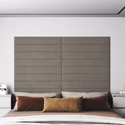 vidaXL Panneaux muraux 12 pcs Gris clair 90x15 cm Velours 1,62 m²