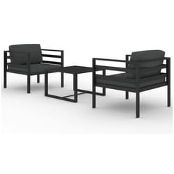vidaXL Salon de jardin 3 pcs avec coussins Aluminium Anthracite