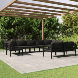 vidaXL Salon de jardin 9 pcs avec coussins Aluminium Anthracite