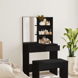 Vidaxl - Coiffeuse avec miroir noir 74,5x40x141 cm