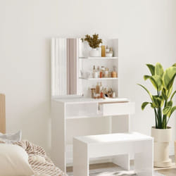 Vidaxl - Coiffeuse avec miroir Blanc brillant 74,5x40x141 cm