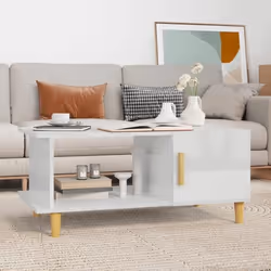 vidaXL Table basse Blanc brillant 90x50x40 cm Bois d'ingénierie