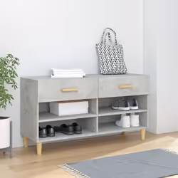 vidaXL Armoire à chaussures Gris béton 102x35x55 cm Bois d'ingénierie - TU