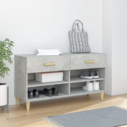 vidaXL Armoire à chaussures Gris béton 102x35x55 cm Bois d'ingénierie - TU