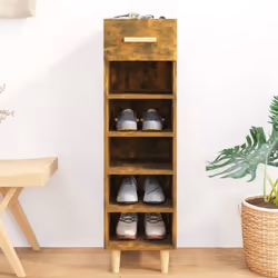 vidaXL Meuble à chaussures Chêne fumé 30x35x105 cm Bois d'ingénierie - TU