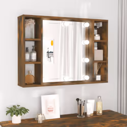 Gardez vos articles de maquillage essentiels organisés et soignés avec cette armoire de miroir tendance avec lumières LED ! M ...