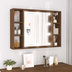 Gardez vos articles de maquillage essentiels organisés et soignés avec cette armoire de miroir tendance avec lumières LED ! M ...
