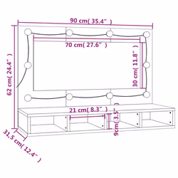 VidaXL 820458 miroir de salle de bain et armoire de rangement pour évier