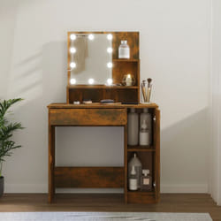 Vidaxl - Coiffeuse avec led Chêne fumé 86,5x35x136 cm