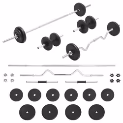 vidaXL Ensemble dHaltères et de Barres Plaque de Poids Exercices Entraînement Musculation Barre de Disques Haltérophilie 9358 ...