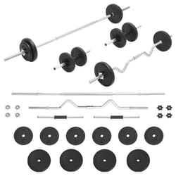 vidaXL Ensemble dHaltères et de Barres Plaque de Poids Exercices Entraînement Musculation Barre de Disques Haltérophilie 93589