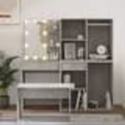 vidaXL Ensemble de coiffeuse avec LED Gris béton Bois d'ingénierie