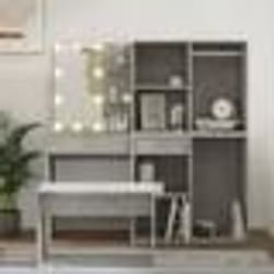 vidaXL Ensemble de coiffeuse avec LED Gris béton Bois d'ingénierie