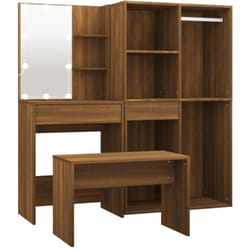 Ensemble de coiffeuse avec led Chêne marron Bois d'ingénierie Vidaxl