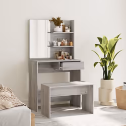 L'ensemble de coiffeuse tendance donne à votre chambre à coucher un look intemporel et raffiné. La coiffeuse avec tabouret es ...