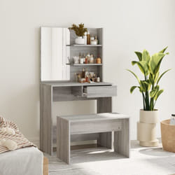 Vidaxl - Ensemble de table de toilette avec tabouret 74-5x40x141 cm disponible dans différentes couleurs Couleur : Gris