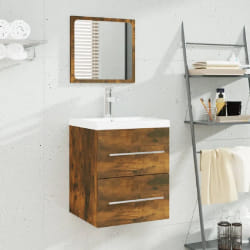 vidaXL Meuble lavabo intégré - Chêne fumé