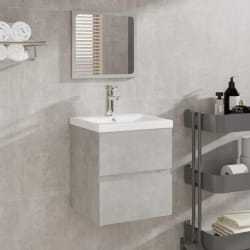 vidaXL Armoire lavabo de salle de bain et bassin et miroir Gris béton