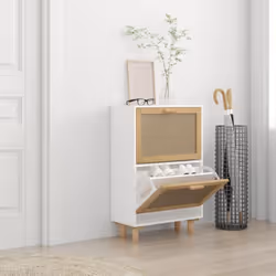 Cette armoire à chaussures, au design scandinave, est un excellent meuble pour ranger vos chaussures de manière organisée. El ...