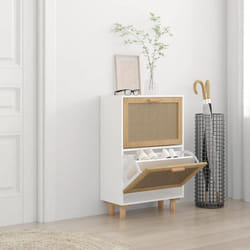 Armoire à chaussures Blanc 52x25x80 cm Bois d'ingénierie/rotin