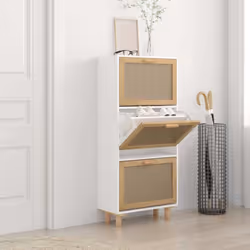 Cette armoire à chaussures, au design scandinave, est un excellent meuble pour ranger vos chaussures de manière organisée. El ...