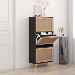 Cette armoire à chaussures, au design scandinave, est un excellent meuble pour ranger vos chaussures de manière organisée. El ...
