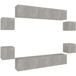 Ensemble De Meubles Tv 8 Pcs Gris Béton Bois D'Ingénierie Vidaxl