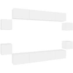 Ensemble De Meubles Tv 8 Pcs Blanc Bois D'Ingénierie Vidaxl