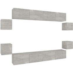 Ensemble De Meubles Tv 8 Pcs Gris Béton Bois D'Ingénierie Vidaxl