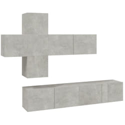 Ensemble De Meubles Tv 7 Pcs Gris Béton Bois D'Ingénierie Vidaxl