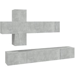 Ensemble De Meubles Tv 7 Pcs Gris Béton Bois D'Ingénierie Vidaxl