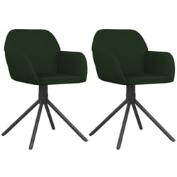 Chaises pivotantes à manger lot de 2 Vert foncé Velours vidaXL