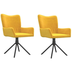 Vidaxl - Chaises pivotantes à manger lot de 2 Jaune Velours