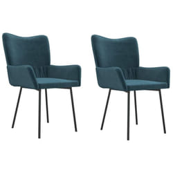 Chaises à manger lot de 2 Bleu Velours vidaXL