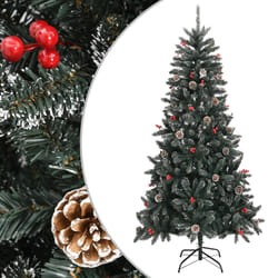 vidaXL Sapin de Noël artificiel avec support Vert 210 cm PVC - TU