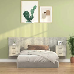 vidaXL Tête de lit avec armoires Gris béton Bois d'ingénierie - TU
